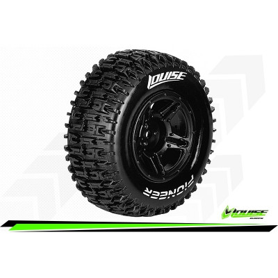 SC-PIONEER - 1-10 Short Course Tire Set - Mounted - Soft - Black Wheels - Hex 17mm