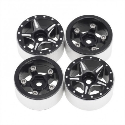 AXIAL SCX24 CNC ALUMINUM STARFISH-PRO BEADLOCK WHEELS BLACK (4PCS)
