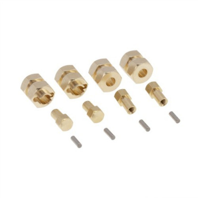 AXIAL SCX24 4MM DIAMETER BRASS WHEEL HEX ADAPTOR (4PCS)
