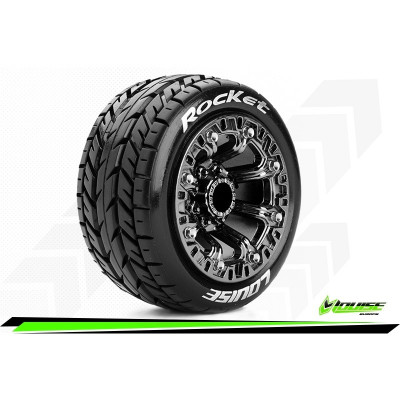 ST-ROCKET - 1-16 Truck Tire Set - Mounted - Sport - Black Chrome 2.2 Wheels - Hex 12mm
