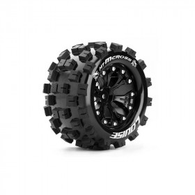 MT-MCROSS 1:10 Monster Truck Tire Set Mounted Soft Black 2.8" Rims 1/2" Offset MT-MCROSS 1:10 Monster Truck Tire Set Mounted Soft Black 2.8" Rims 1/2" Offset