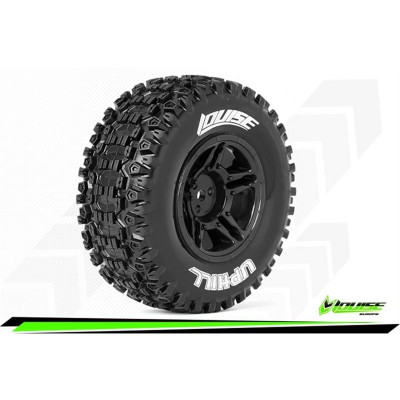 SC-UPHILL - 1-10 Short Course Tire Set - Mounted - Soft - Black Wheels