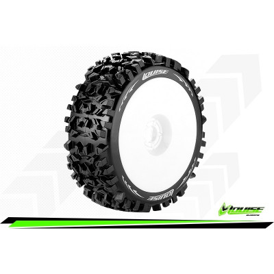 B-PIONEER - 1-8 Buggy Tire Set - Mounted - Soft - White Wheels - Hex 17mm