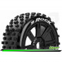B-ROCK - 1-8 Buggy Tire Set - Mounted - Soft - Black Spoke Wheels - Hex 17mm