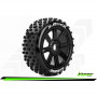 B-ROCK - 1-8 Buggy Tire Set - Mounted - Soft - Black Spoke Wheels - Hex 17mm