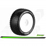 T-PIRATE - 1-8 Truggy Tire Set - Mounted - Soft - White Wheels - 1/2"-Offset - Hex 17mm