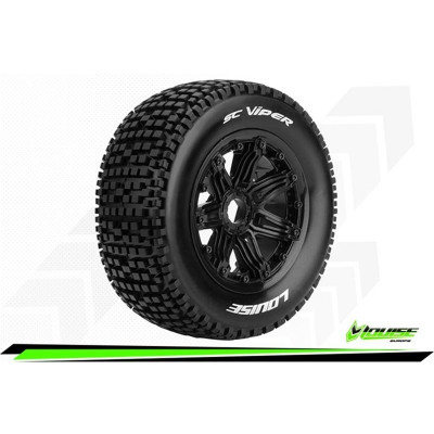 SC-VIPER - 1-5 Short Course Truck Tire Set - Mounted - Sport - Black Bead-Lock Wheels - Hex 24mm - Rear