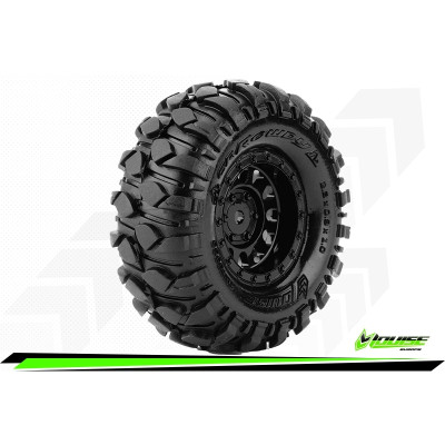 CR-ROWDY - 1:18/1:24 Crawler Tire Set Mounted Super Soft Black 1.0 Wheels Hex 7mm (2)