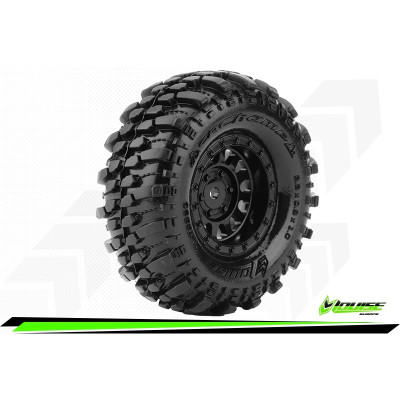 CR-CHAMP - 1:18/1:24 Crawler Tire Set Mounted Super Soft Black 1.0 Wheels Hex 7mm (2)
