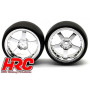 Tires 1/10 Drift Mounted 5-Spoke Chrome Wheels 3mm Offset