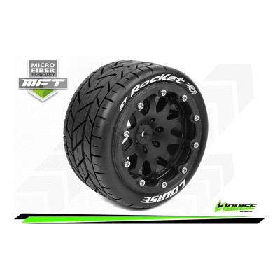 MFT - ST-ROCKET - 1-10 Monster Truck Tire Set - Mounted - Sport - Black 2.8 Bead-Lock Wheels - 1/2-Offset - Hex 14mm