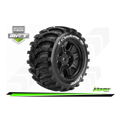 MFT - X-CYCLONE - KRATON 8S Serie Tire Set - Mounted - Sport - Black Wheels - Hex 24mm