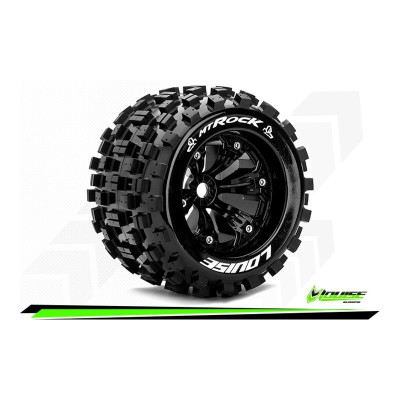 MT-ROCK - 1-8 Monster Truck Tire Set - Mounted - Sport - Felgen 3.8 Schwarz - 1/2-Offset - Hex 17mm
