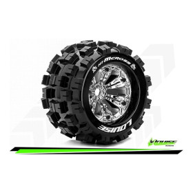 MT-MCROSS - 1-8 Monster Truck Tire Set - Mounted - Sport - Felgen 3.8 Chrom - 1/2-Offset - Hex 17mm MT-MCROSS - 1-8 Monster Truck Tire Set - Mounted - Sport - Felgen 3.8 Chrom - 1/2-Offset - Hex 17mm