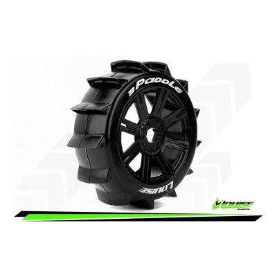 B-PADDLE - 1-8 Buggy Tire Set - Mounted - Soft - Black Spoke Wheels - Hex 17mm