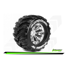 MT-CYCLONE - 1-8 Monster Truck Tire Set - Mounted - Sport - Felgen 3.8 Chrom - 0-Offset - Hex 17mm MT-CYCLONE - 1-8 Monster Truck Tire Set - Mounted - Sport - Felgen 3.8 Chrom - 0-Offset - Hex 17mm