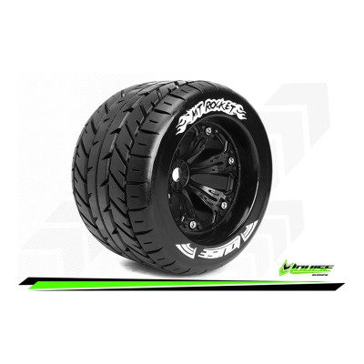 MT-ROCKET - 1-8 Monster Truck Tire Set - Mounted - Sport - Felgen 3.8 Schwarz - 0-Offset - Hex 17mm
