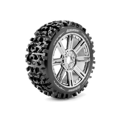 B-PIONEER 1:8 BUGGY TIRE SET MOUNTED SOFT BLACK-CHROME