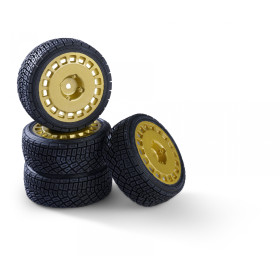 Conjunto Pneus Rally 1/10 - Jante Dourada (4) Conjunto Pneus Rally 1/10 - Jante Dourada (4)