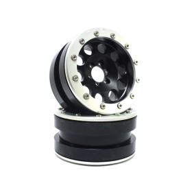 Metsafil Beadlock Wheels PT-Revolver Black/Silver 2.2" Metsafil Beadlock Wheels PT-Revolver Black/Silver 2.2"